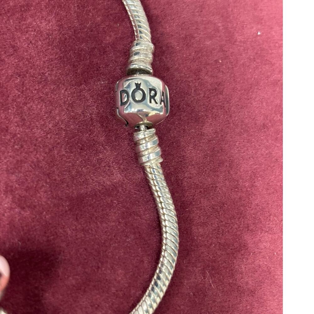 Pandora Sterling Silver Moments Snake Bracelet & Glass Bead Charm 7.25" #64317 - Picture 3 of 7